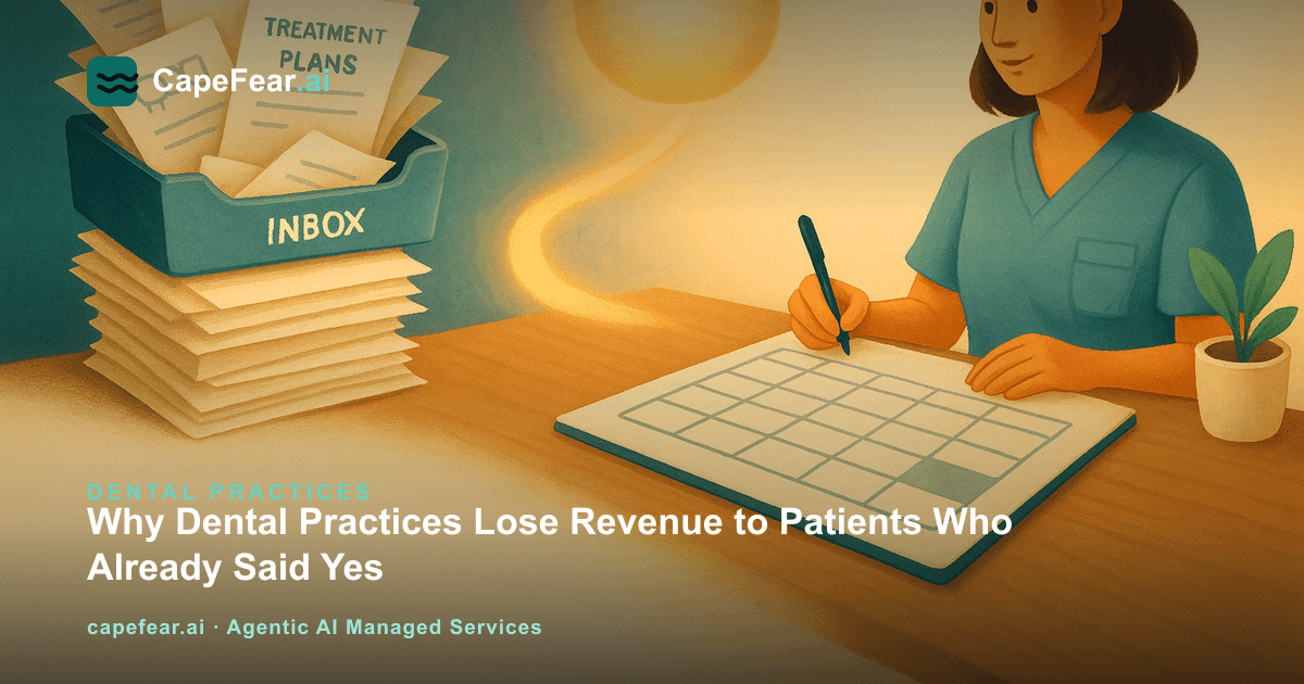 Patient recall lists and unscheduled treatment plans flowing through an AI assistant into an organized appointment schedule