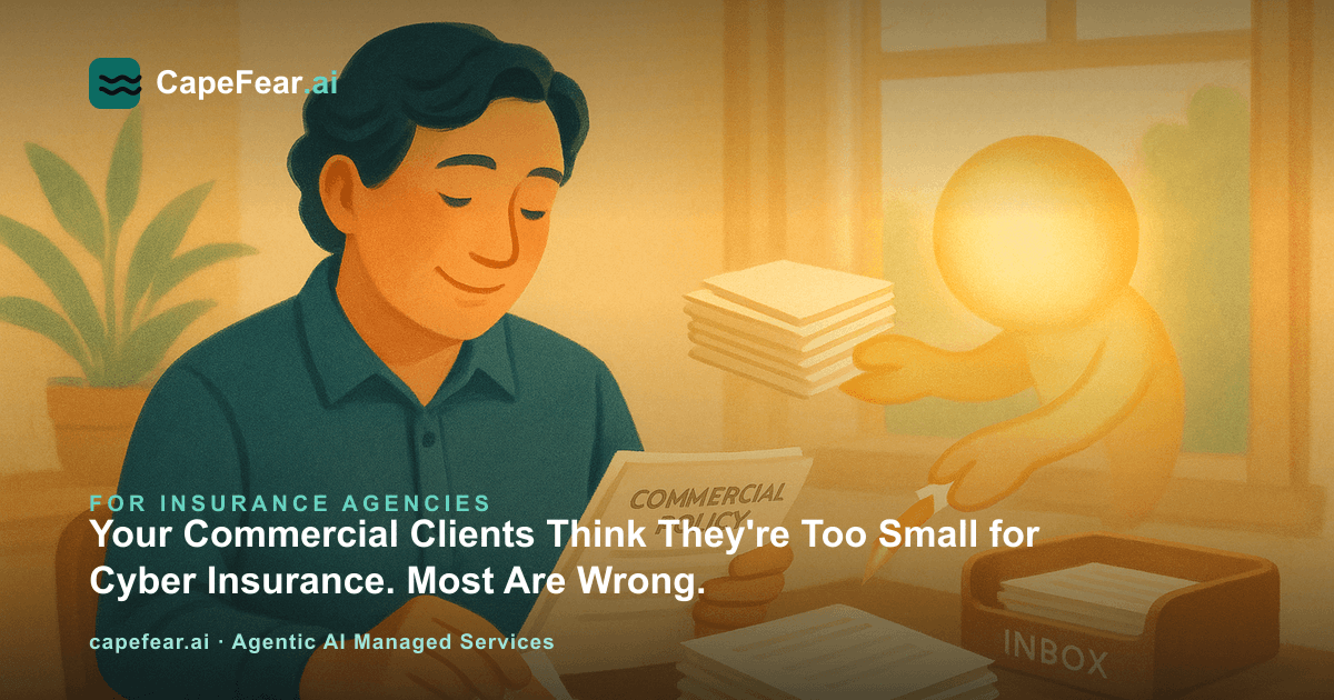 An insurance agency book of business being reviewed for missing cyber coverage, illustrated