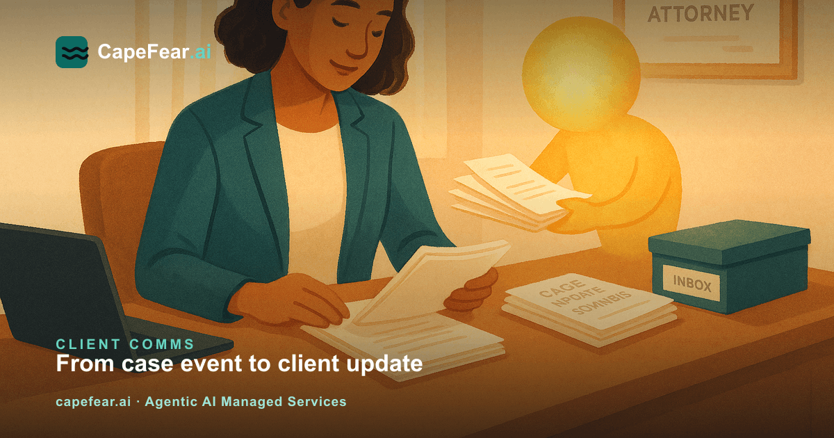 A personal injury attorney reviews AI-drafted case status updates before they are sent to clients